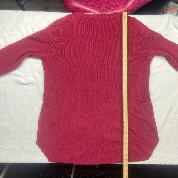 Natural Reflections Sweater Size M Bright Rose Ribbed Tunic Cozy Casual - Picture 9 of 11